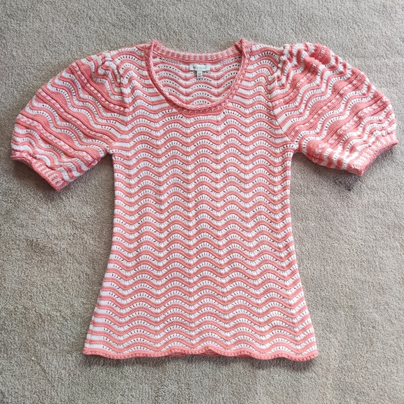 5/$25 Ella Moss Puffed Short Sleeve Sweater Top Size M - Picture 4 of 15